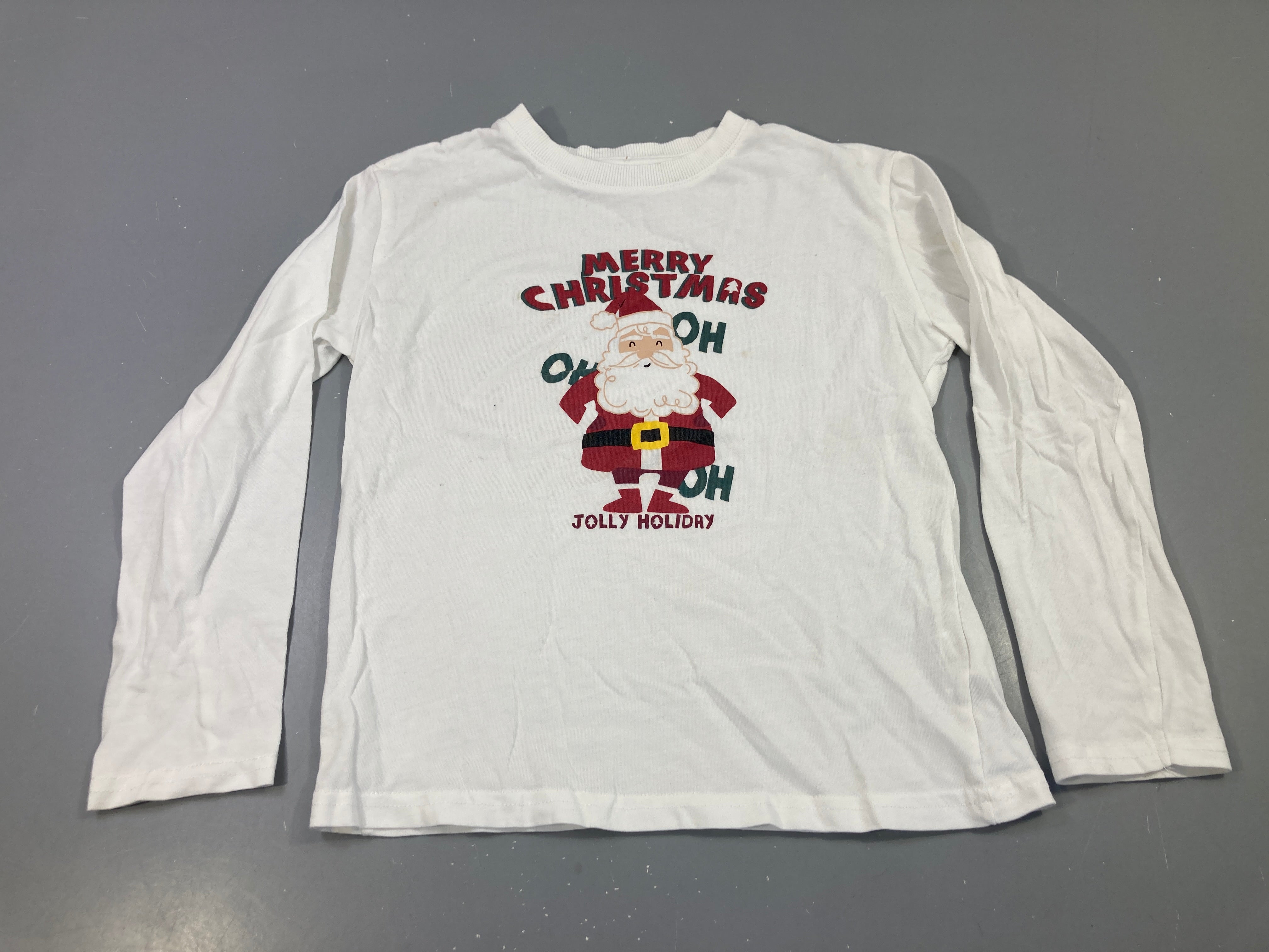 T-shirt m.l blanc imprimé Père Noël 