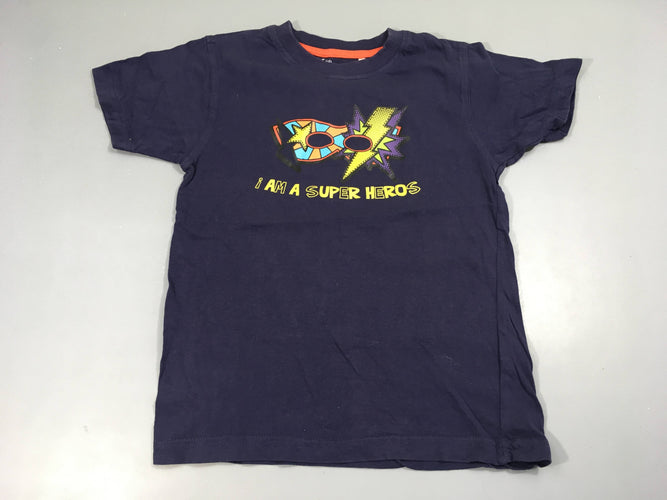T-shirt m.c bleu foncé Super heros, moins cher chez Petit Kiwi