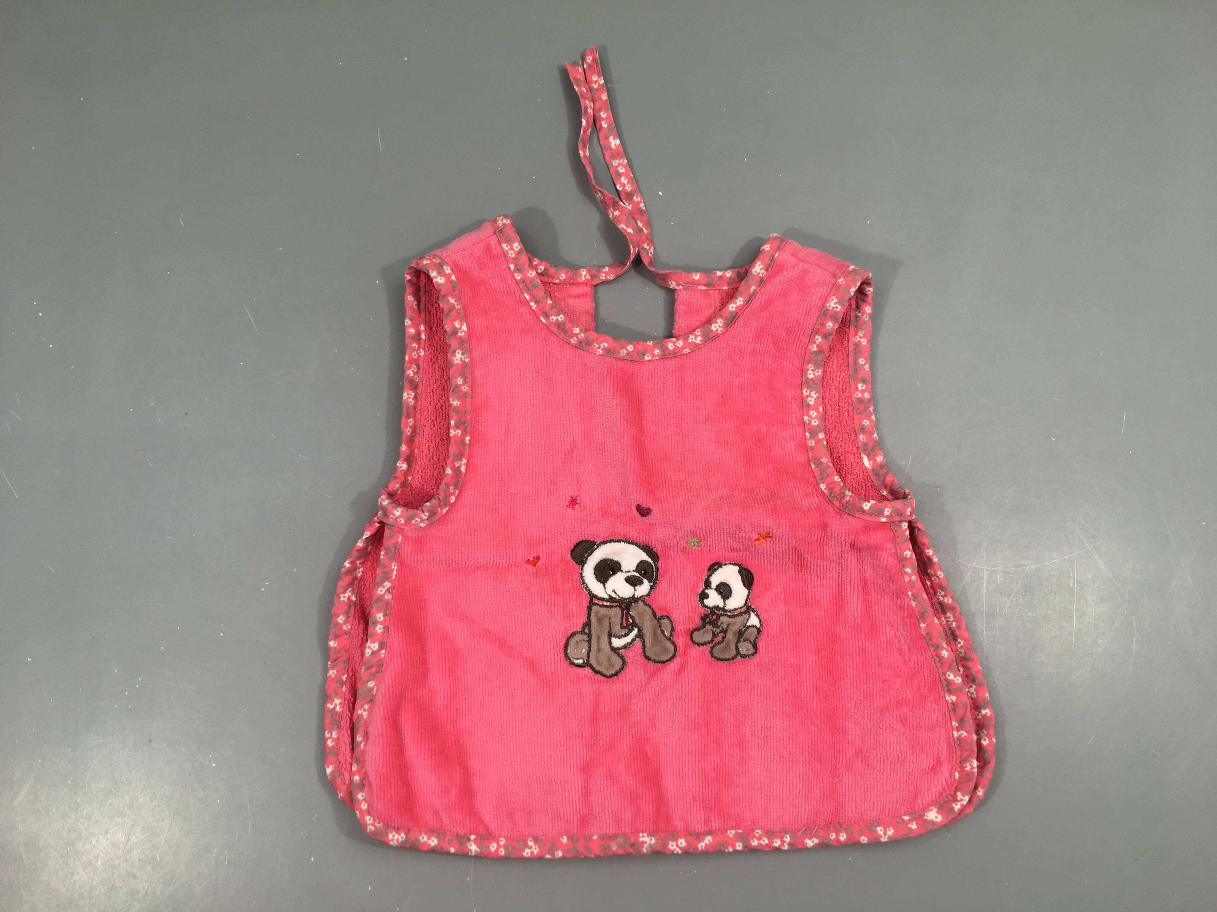 Bavoir/tablier velours rose Panda