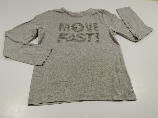 T-shirt m.l gris anthracite "Move fast" très légèrement bouloché, moins cher chez Petit Kiwi