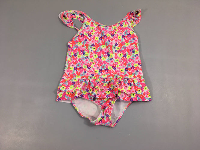 Maillot fleuri multicolore volants, moins cher chez Petit Kiwi