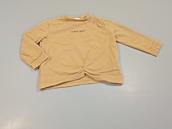 Sweat beige noué ventre "always happy", moins cher chez Petit Kiwi