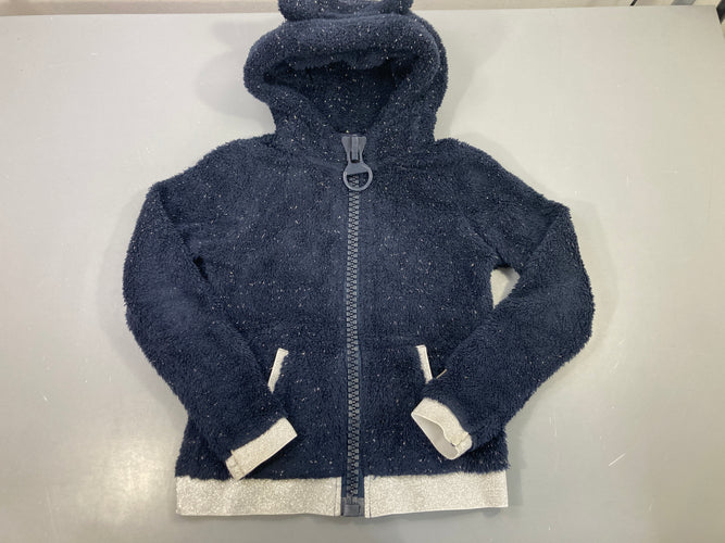 Sweat capuche bleu marine pailleté oreilles grosse tirette, moins cher chez Petit Kiwi