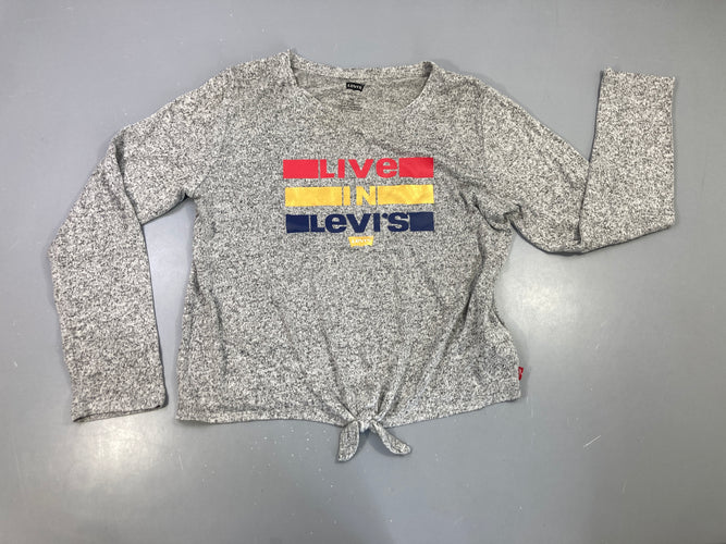 Pull extra light m.l gris chiné imprimé "Live in Levi's"-Taché col-à relaver, moins cher chez Petit Kiwi