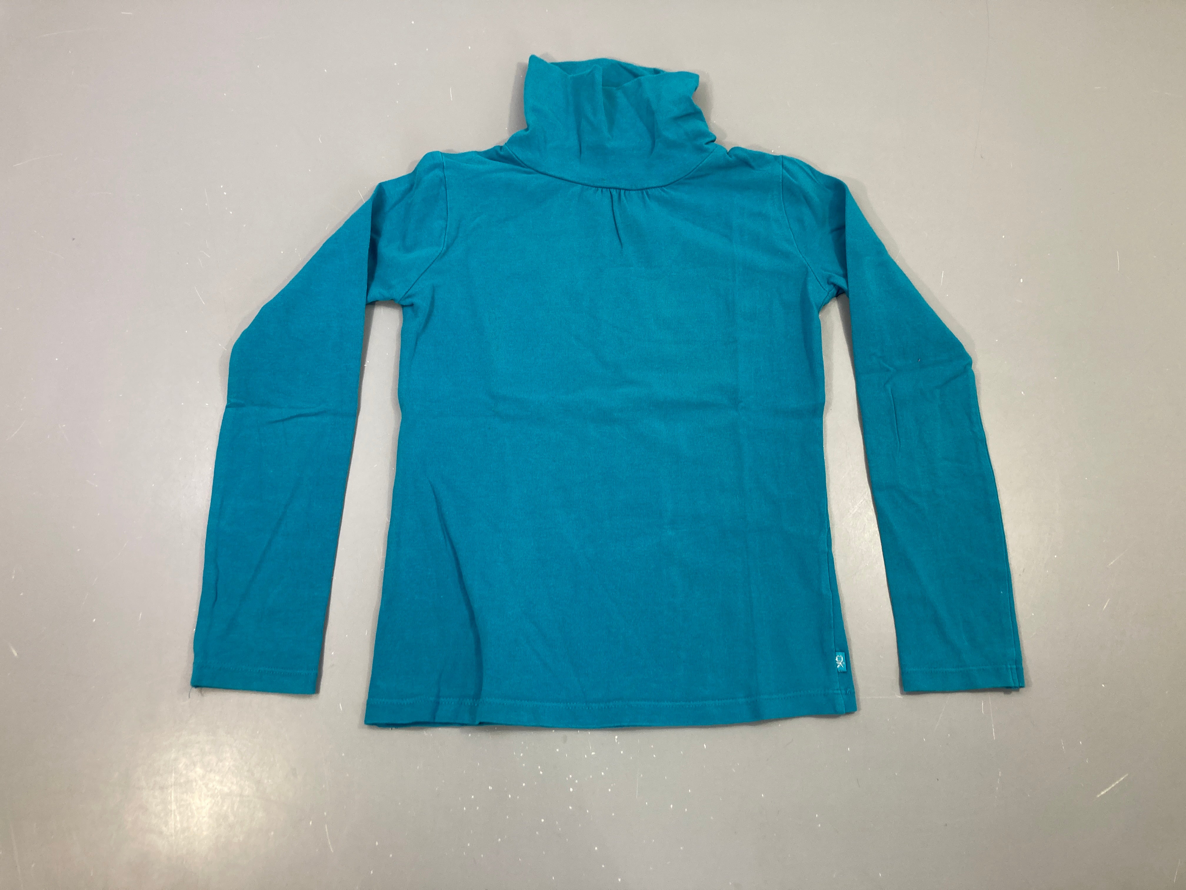 T-shirt m.l col roulé bleu turquoise papillon argenté col