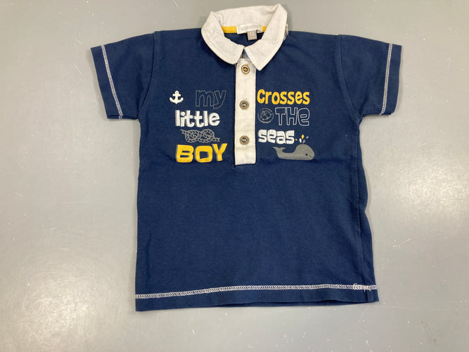 Polo m.c jersey bleu-blanc Crosses Boy, moins cher chez Petit Kiwi