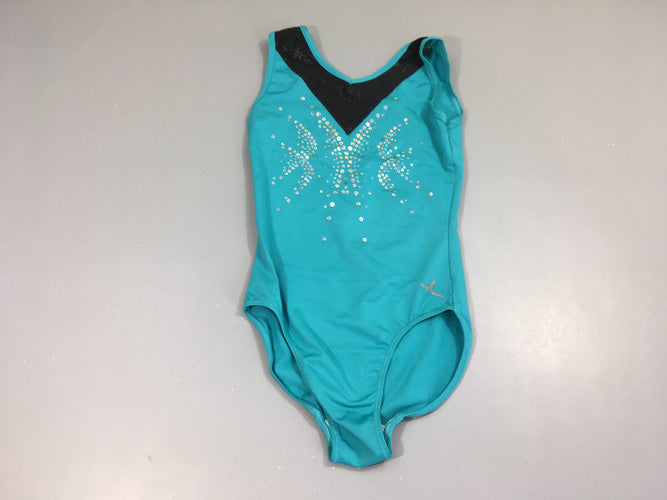 Maillot de gym/danse s.m turquoise/noir sequin, moins cher chez Petit Kiwi