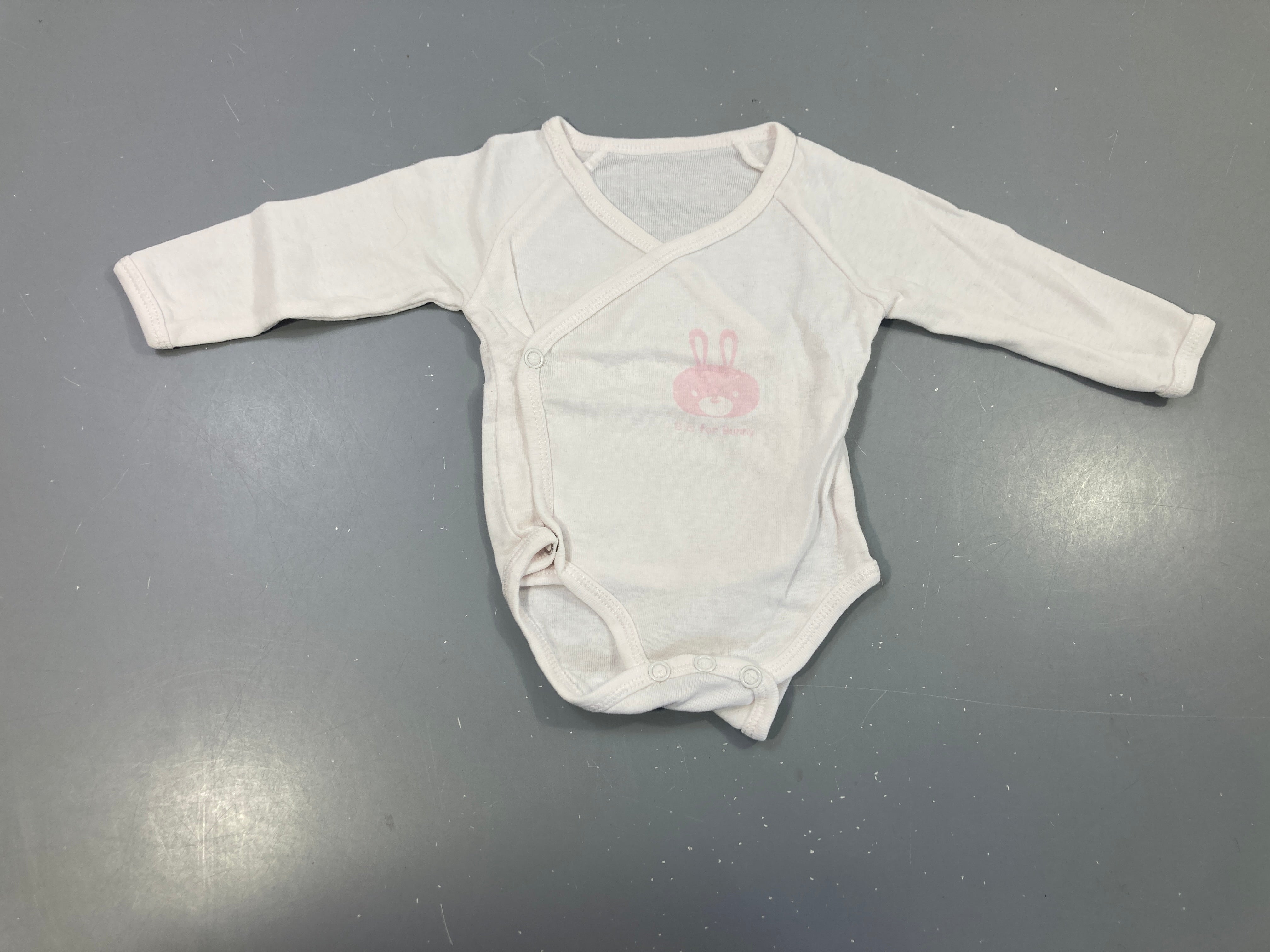 Body m.l blanc imprimé lapin rose, 