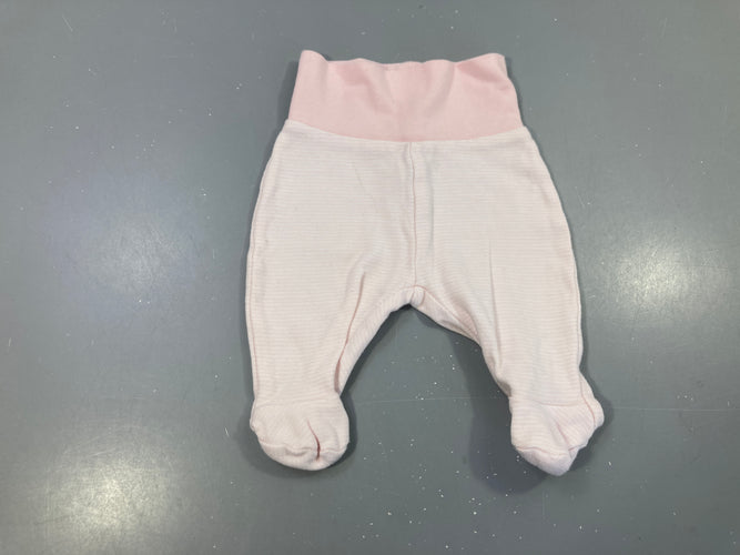 Legging à pieds rose pâle rayé, moins cher chez Petit Kiwi