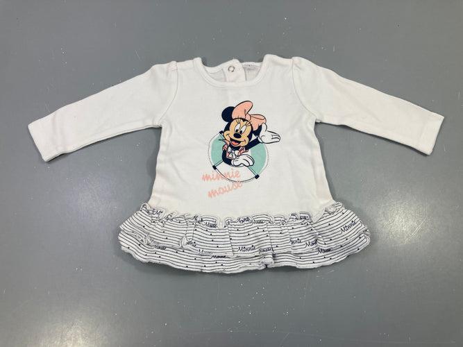 T-shirt m.l volants rayés, Minnie Mouse, moins cher chez Petit Kiwi