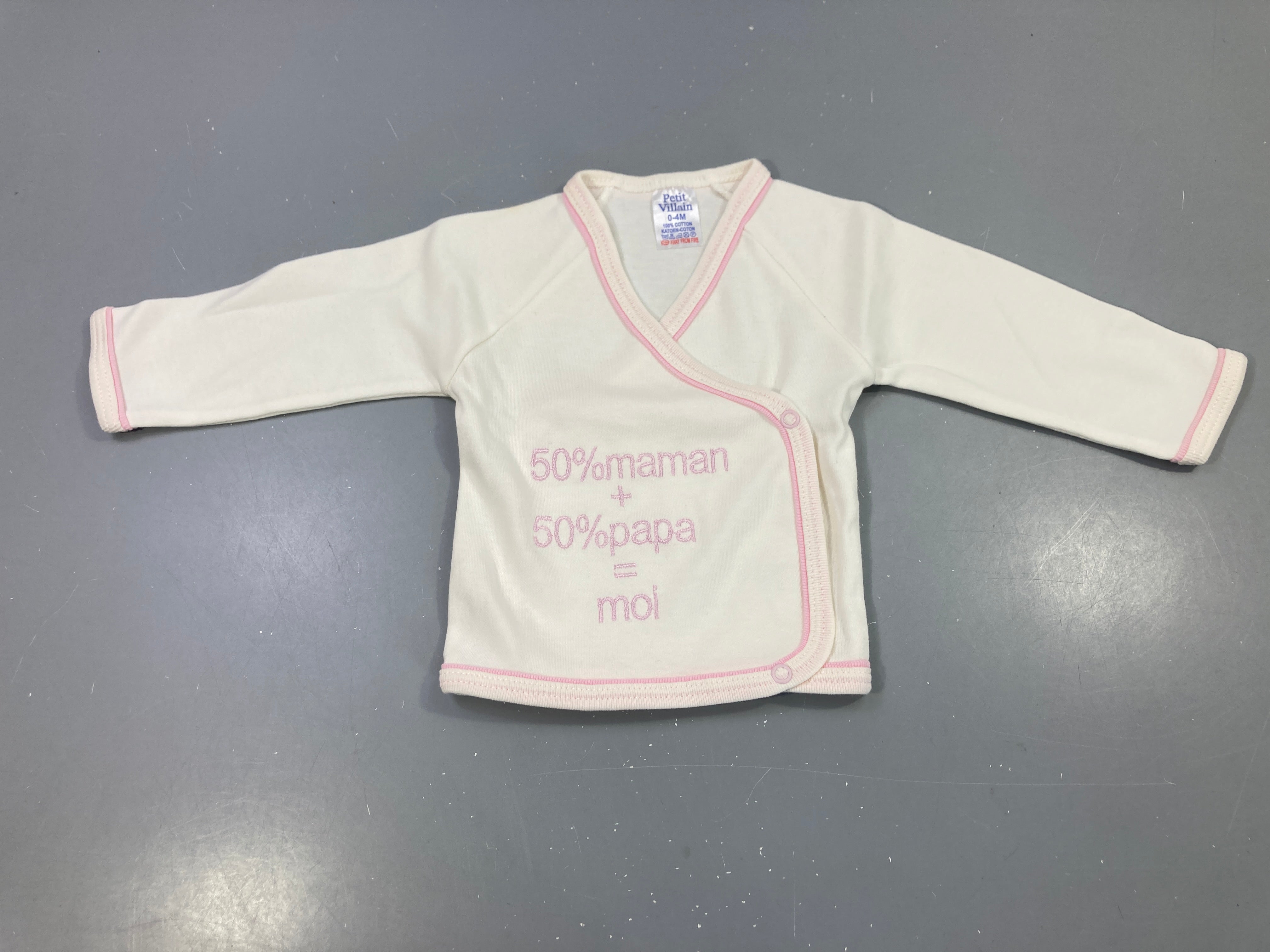 T-shirt m.l écru 50% maman 50% papa