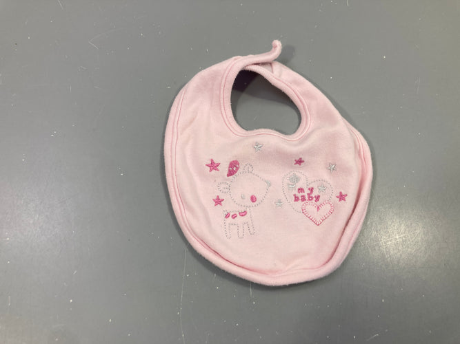 Bavoir jersey rose brodé my baby, moins cher chez Petit Kiwi