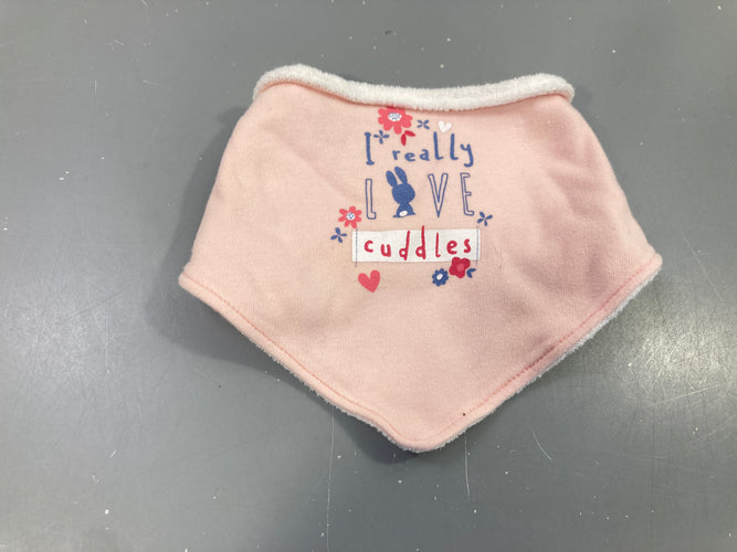 Bavoir bandana rose I really love cuddles, moins cher chez Petit Kiwi
