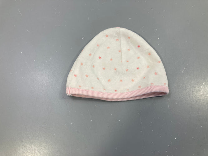 Bonnet velours blanc étoiles roses bordure rose, moins cher chez Petit Kiwi