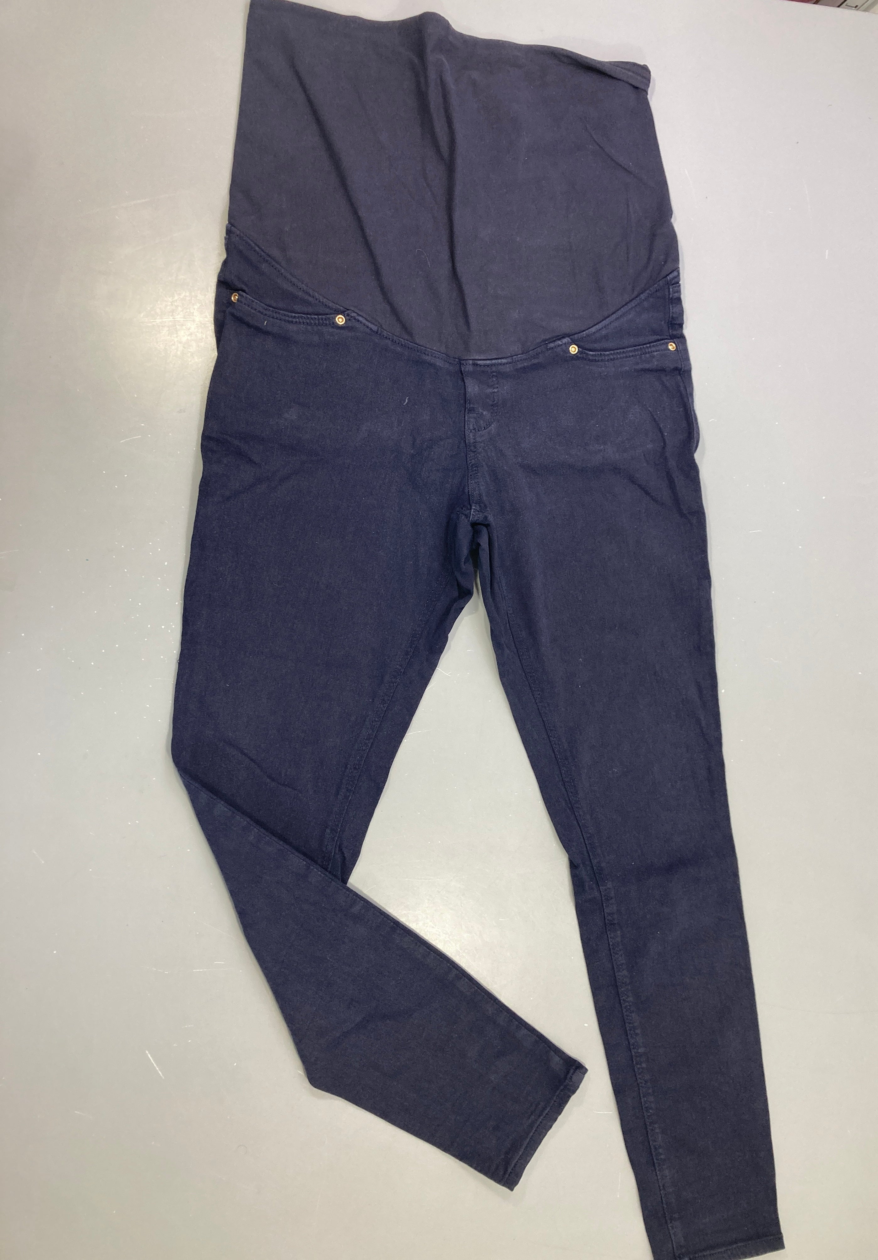 Pantalon jean grossesse bleu marine, bandeau ventre