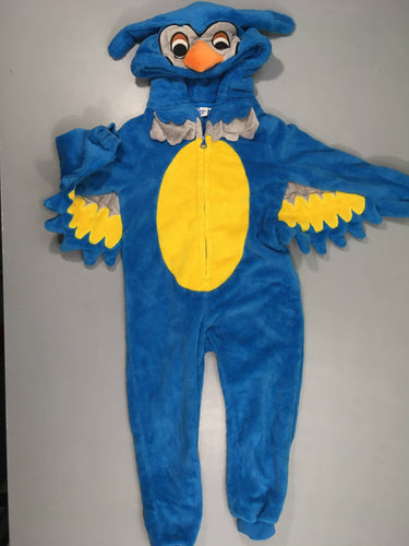 Combinaison velours bleu perroquet à capuche, moins cher chez Petit Kiwi