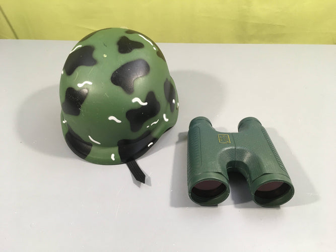 Déguisement casque militaire camouflage + jumelles, moins cher chez Petit Kiwi