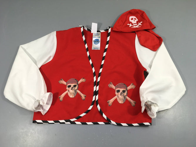 Gilet ml de pirate rouge et blanc, têtes de mort + bandeau, moins cher chez Petit Kiwi