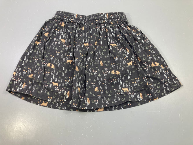 Jupe gris foncé fleurs ours, moins cher chez Petit Kiwi
