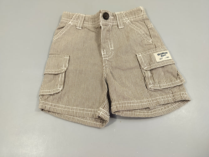 Short ligné gris/blanc , poche sur le côté 100% coton, moins cher chez Petit Kiwi