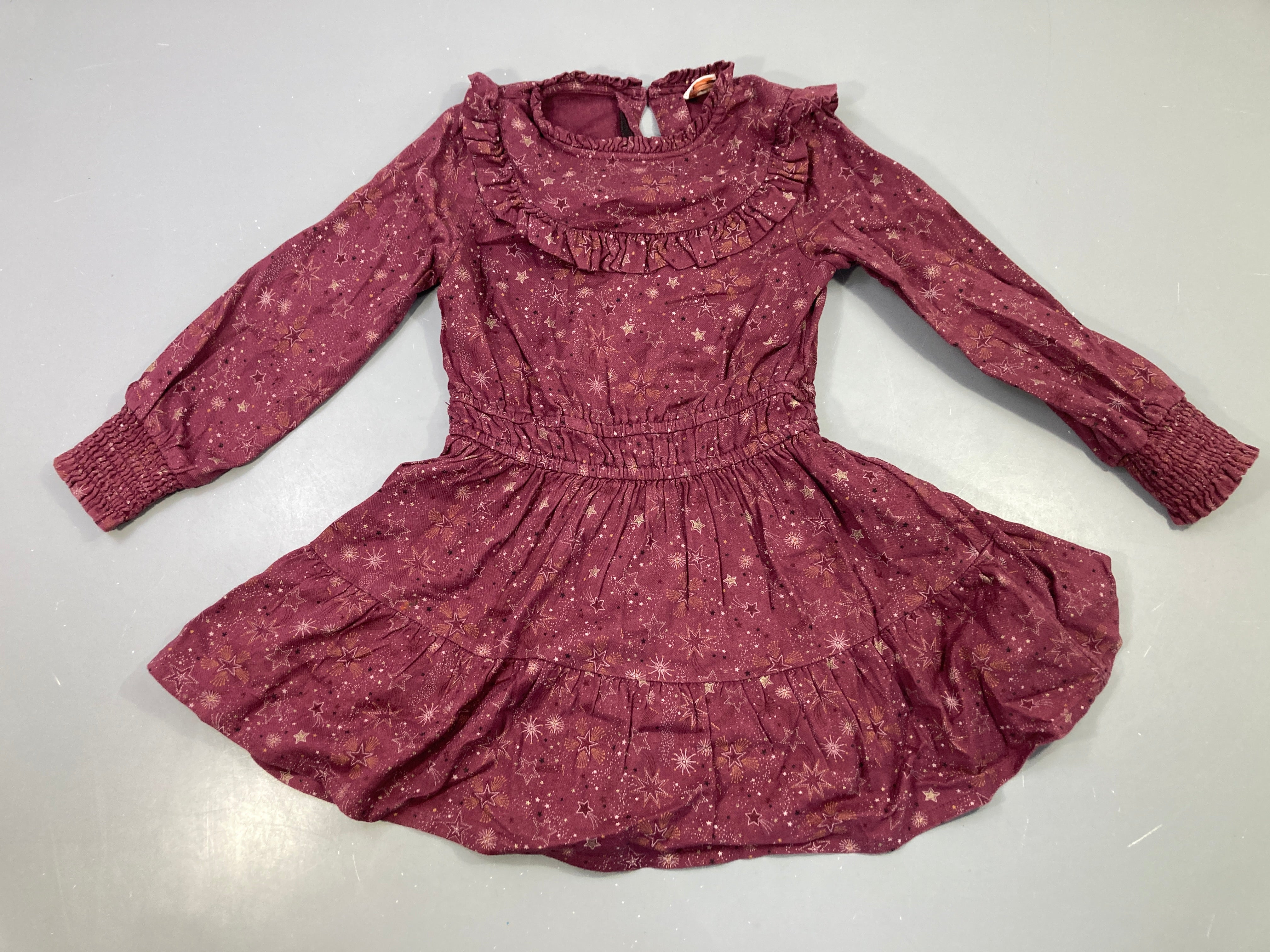 Robe m.l coton bordeaux étoiles