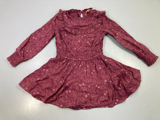 Robe m.l coton bordeaux étoiles, moins cher chez Petit Kiwi