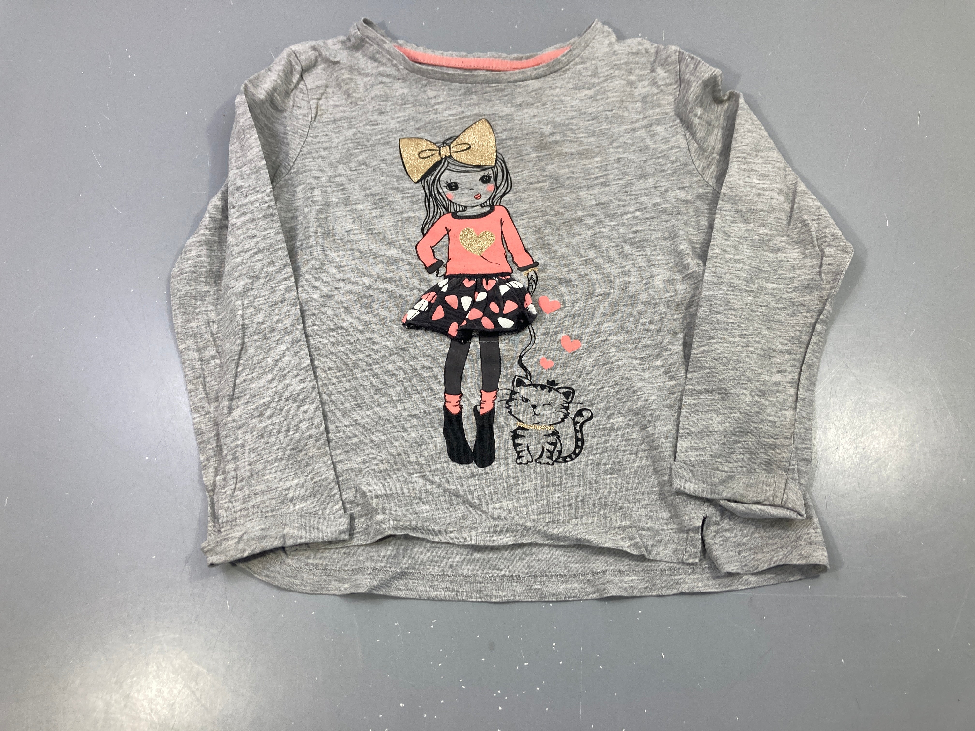 T-shirt m.l gris fillette chat