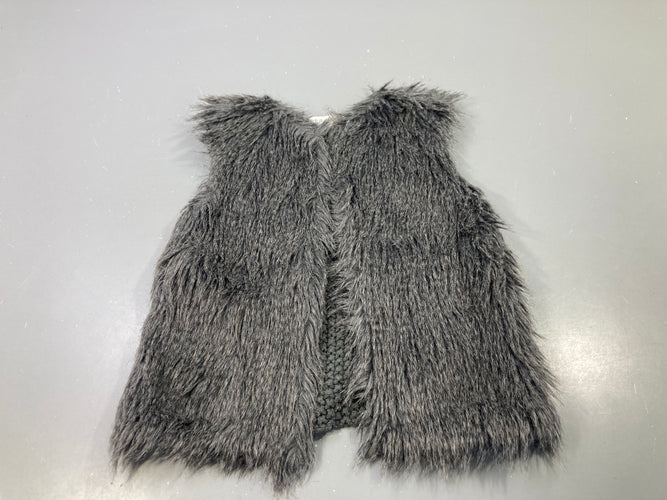 Gilet s.m gris fausse fourrure dos mailles, moins cher chez Petit Kiwi