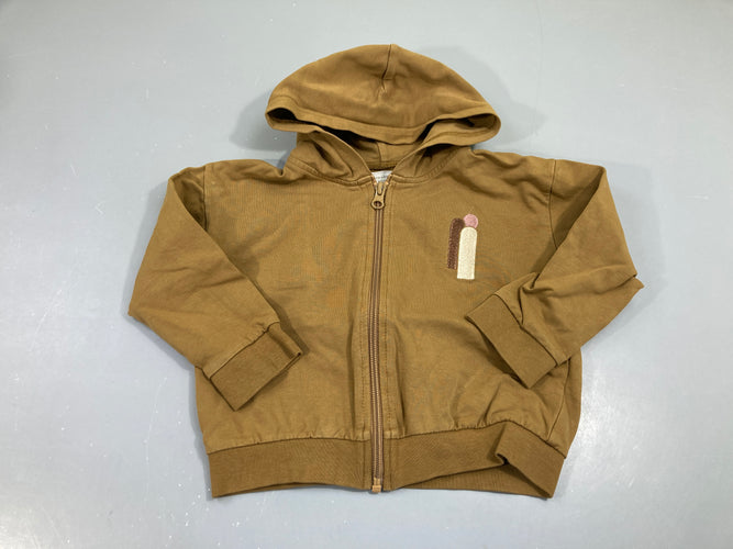 Sweat zippé à capuche kaki, Little indians, moins cher chez Petit Kiwi