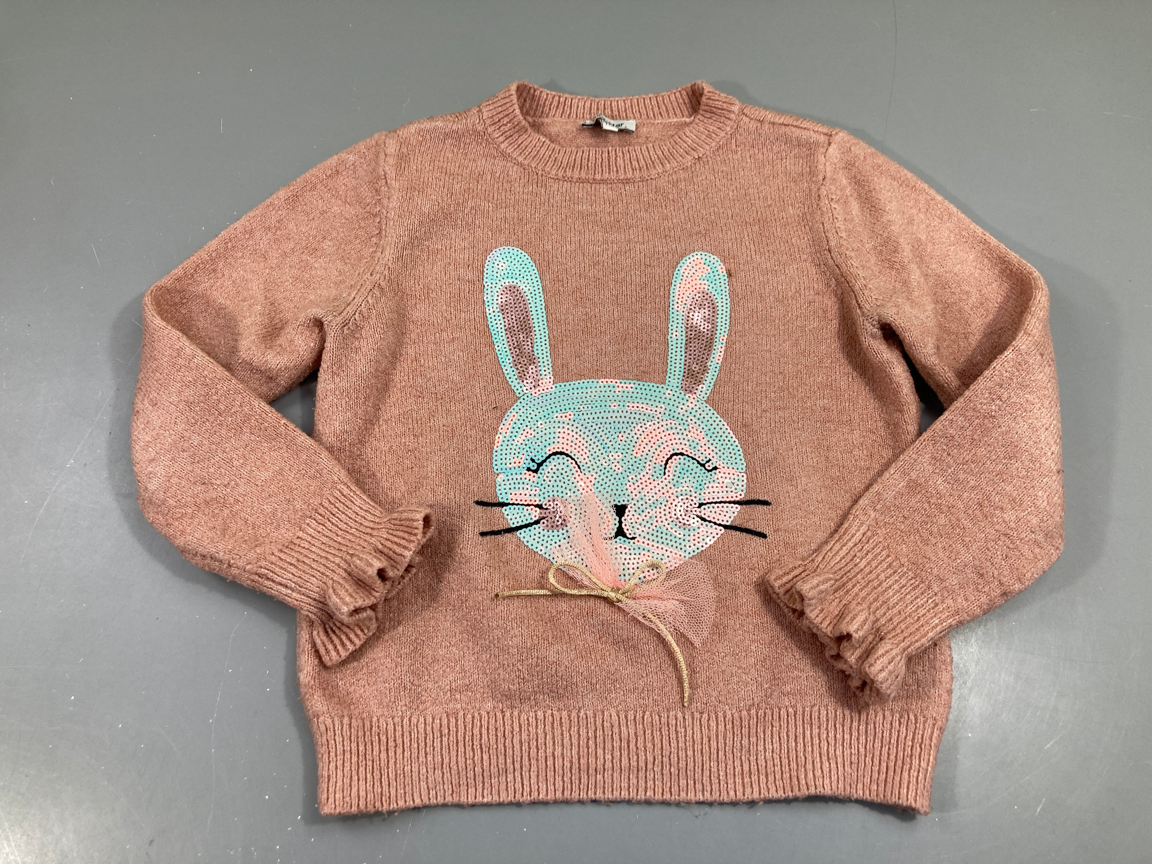 Pull vieux rose , lapin en sequins, milla star