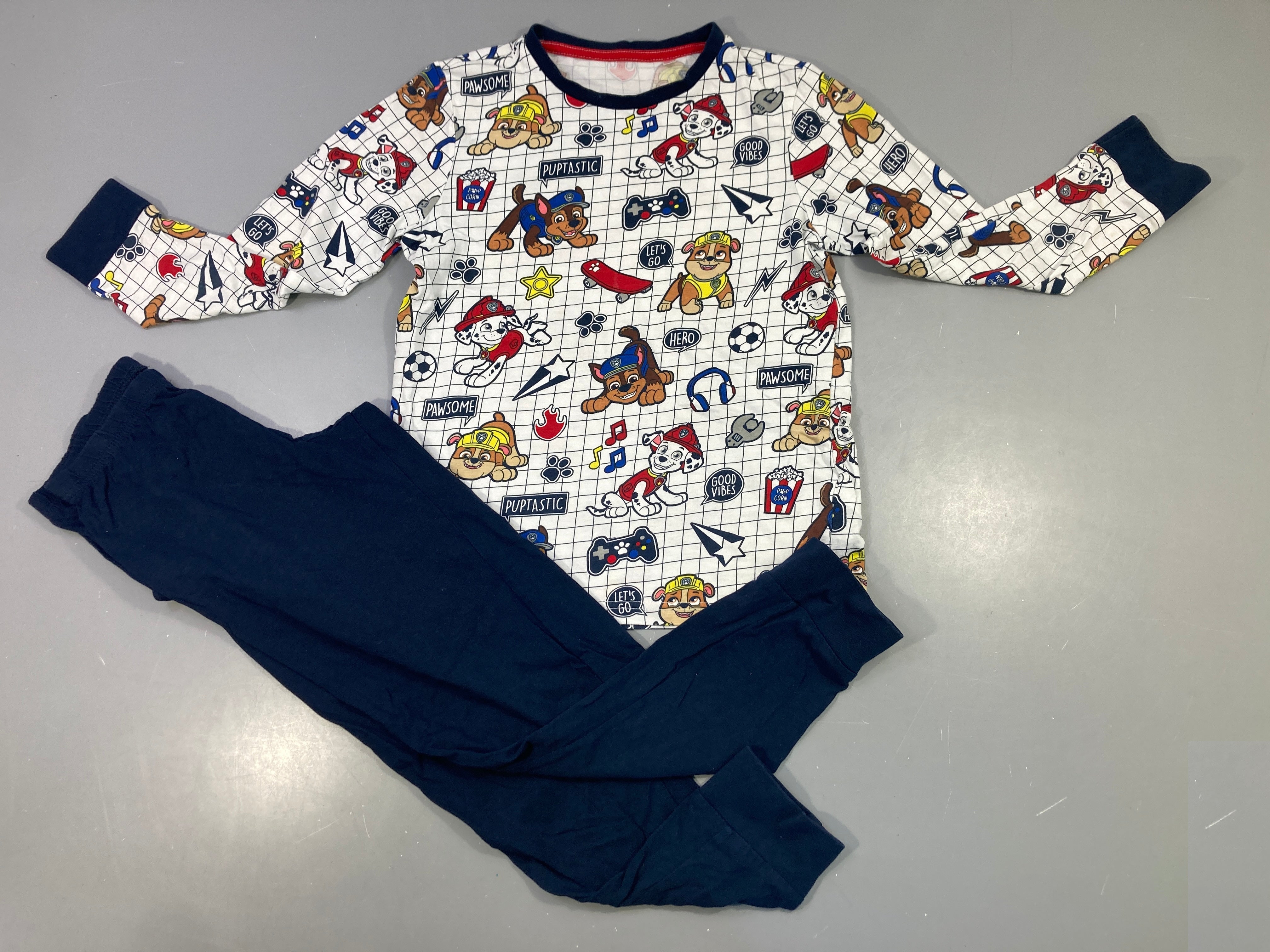 Pyjama jersey 2pcs blanc marine imprimé chiens Paw Patrol