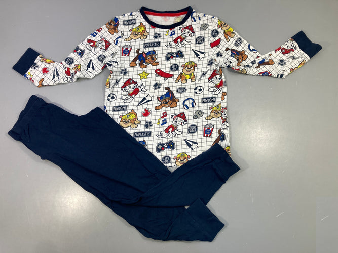 Pyjama jersey 2pcs blanc marine imprimé chiens Paw Patrol, moins cher chez Petit Kiwi