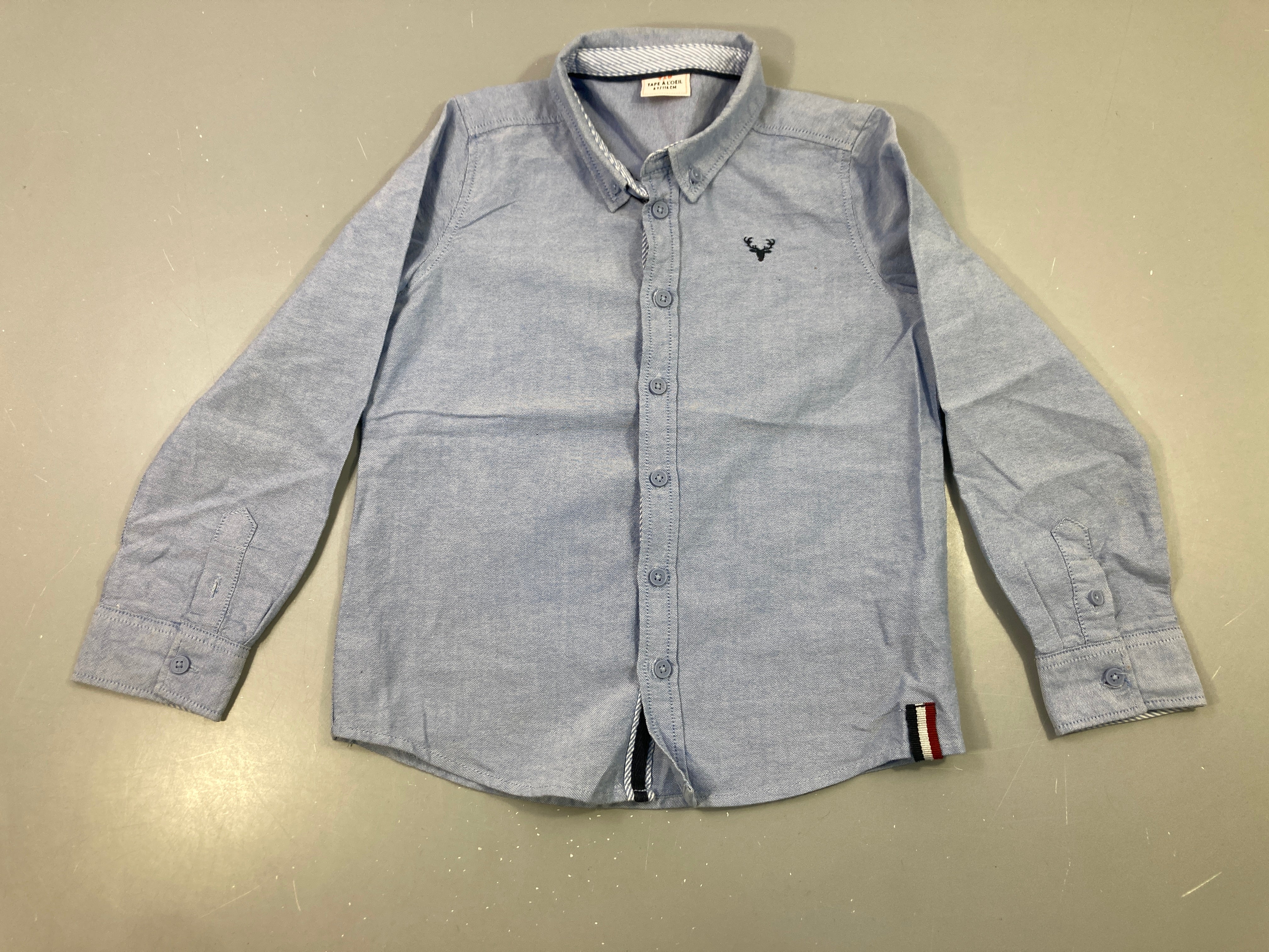Chemise m.l bleu clair chambray brodée cerf