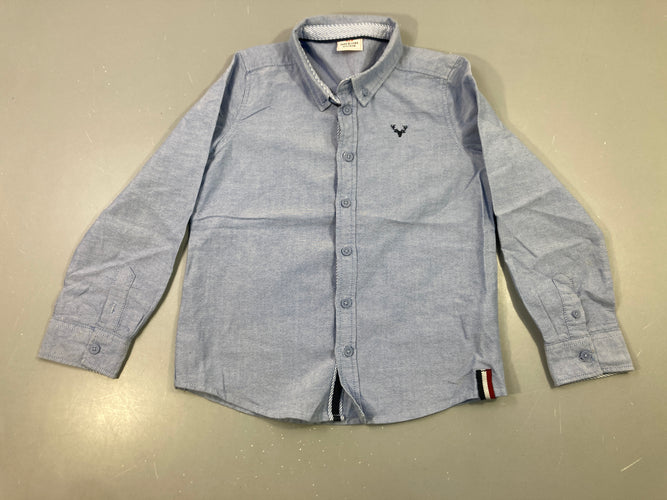 Chemise m.l bleu clair chambray brodée cerf, moins cher chez Petit Kiwi