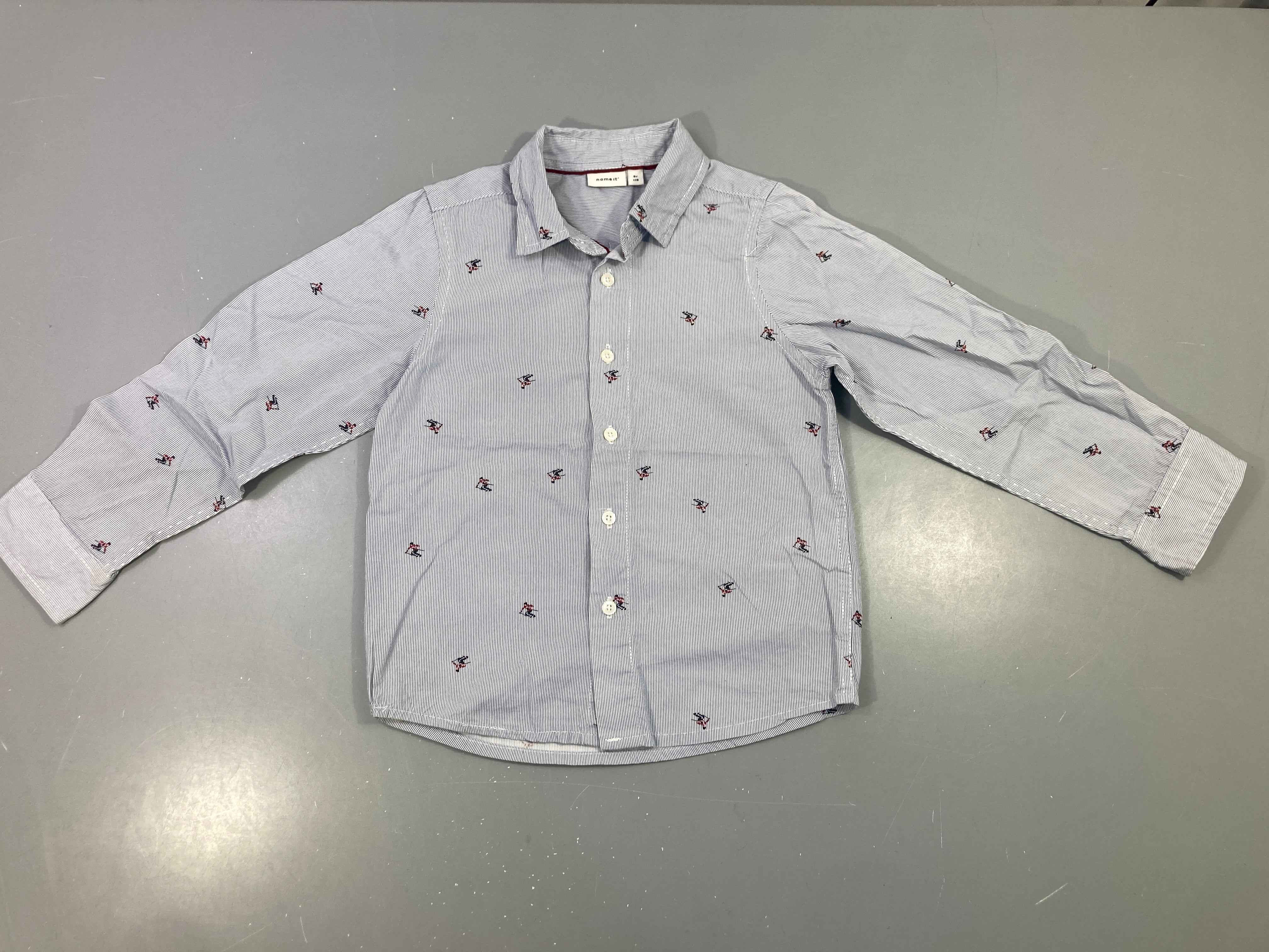Chemise m.l rayée bleu blanc skieurs