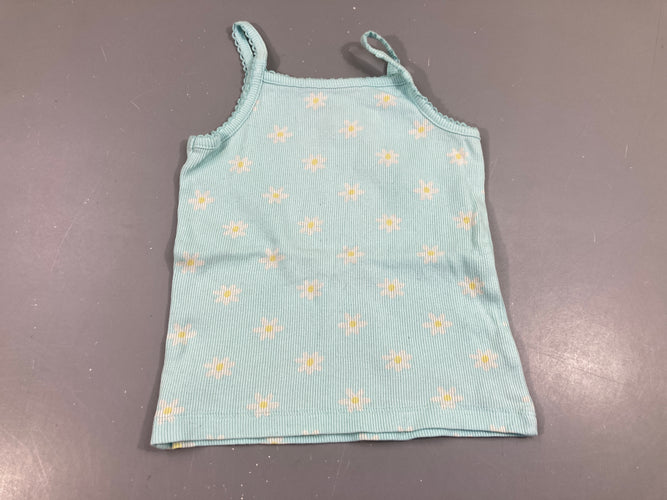 Chemisette fines bretelles bleu clair fleurs, moins cher chez Petit Kiwi