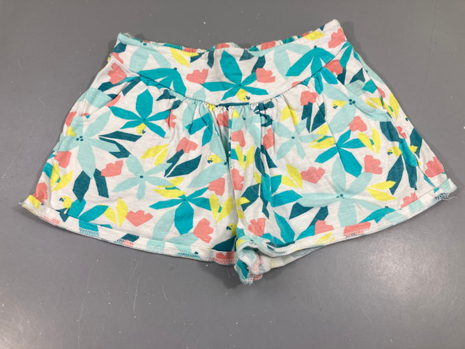 Short jersey blanc fleurs rose,bleu,jaune, moins cher chez Petit Kiwi