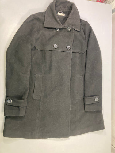 Manteau grossesse laine gris anthracite boutonné, poches, moins cher chez Petit Kiwi