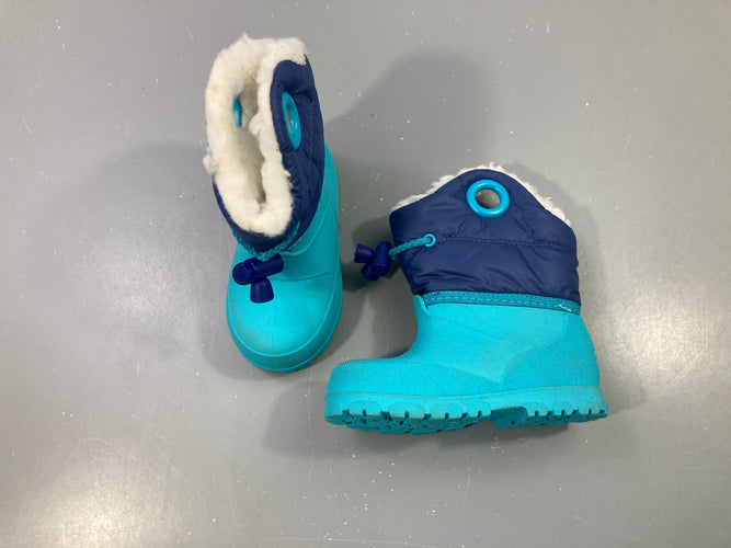 Bottes de neige turquoise bleu marine fourrées, moins cher chez Petit Kiwi
