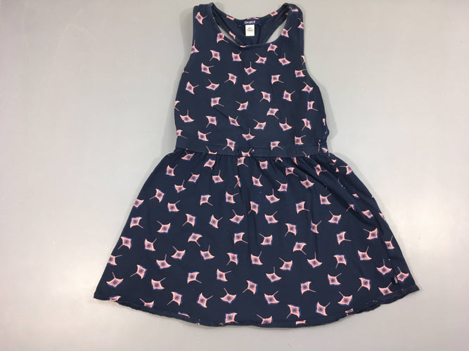 Robe s.m jersey bleu foncé raies roses, moins cher chez Petit Kiwi