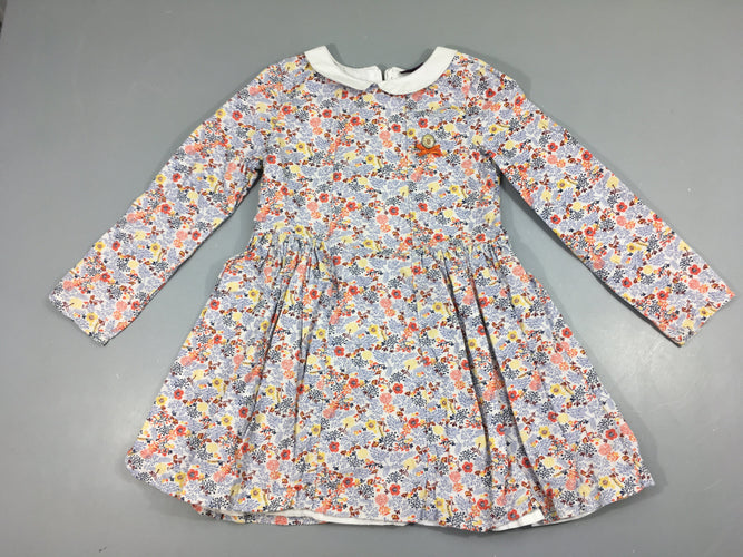Robe m.l velours écru motifs automnale, moins cher chez Petit Kiwi