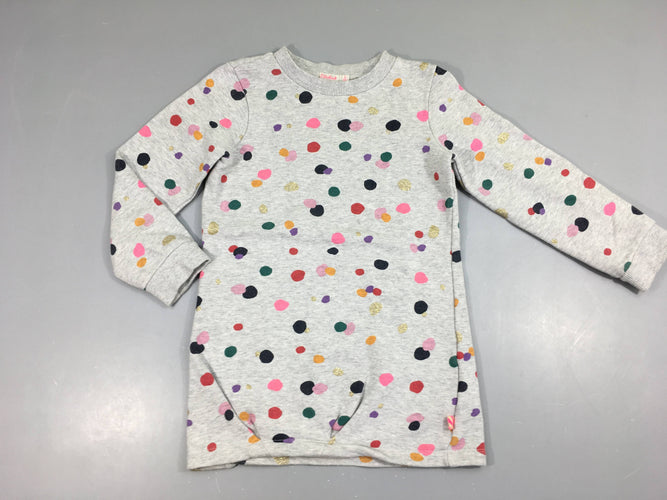 Robe sweat gris chiné pois couleurs, moins cher chez Petit Kiwi