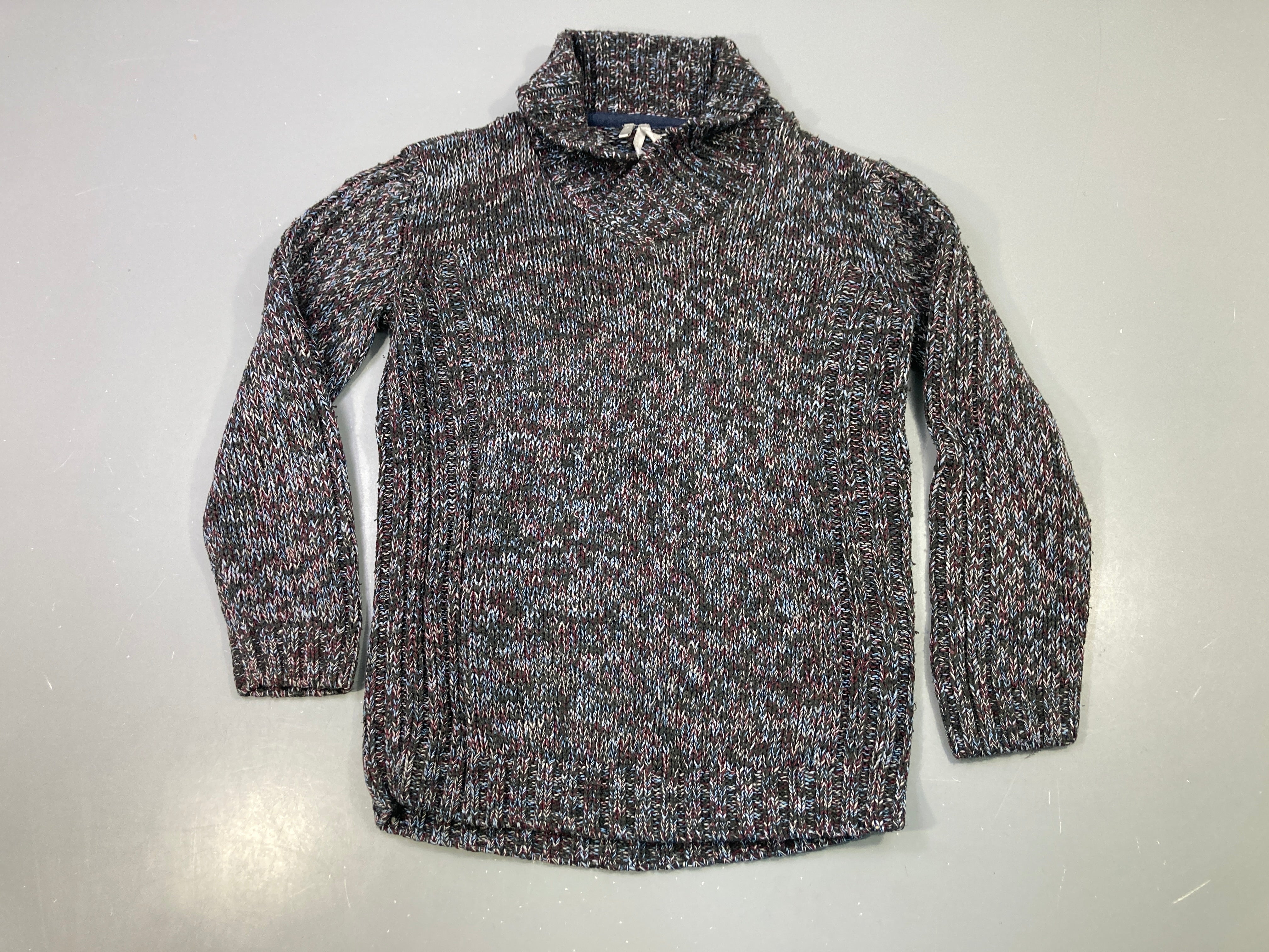 Pull col châle multicolore tricot