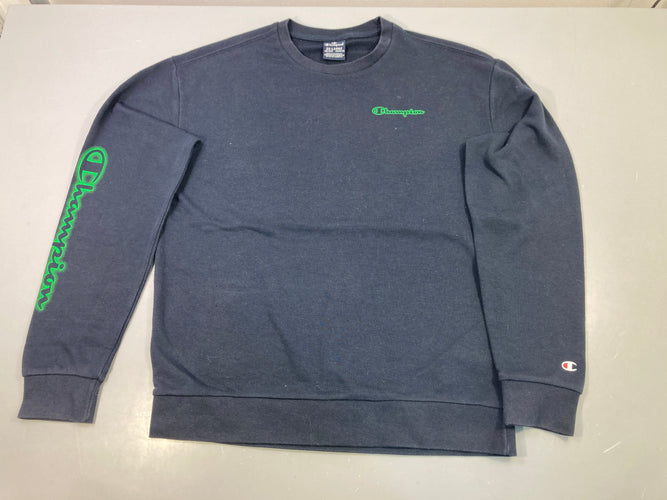 Sweat bleu marine logo vert Légèrement bouloché, moins cher chez Petit Kiwi