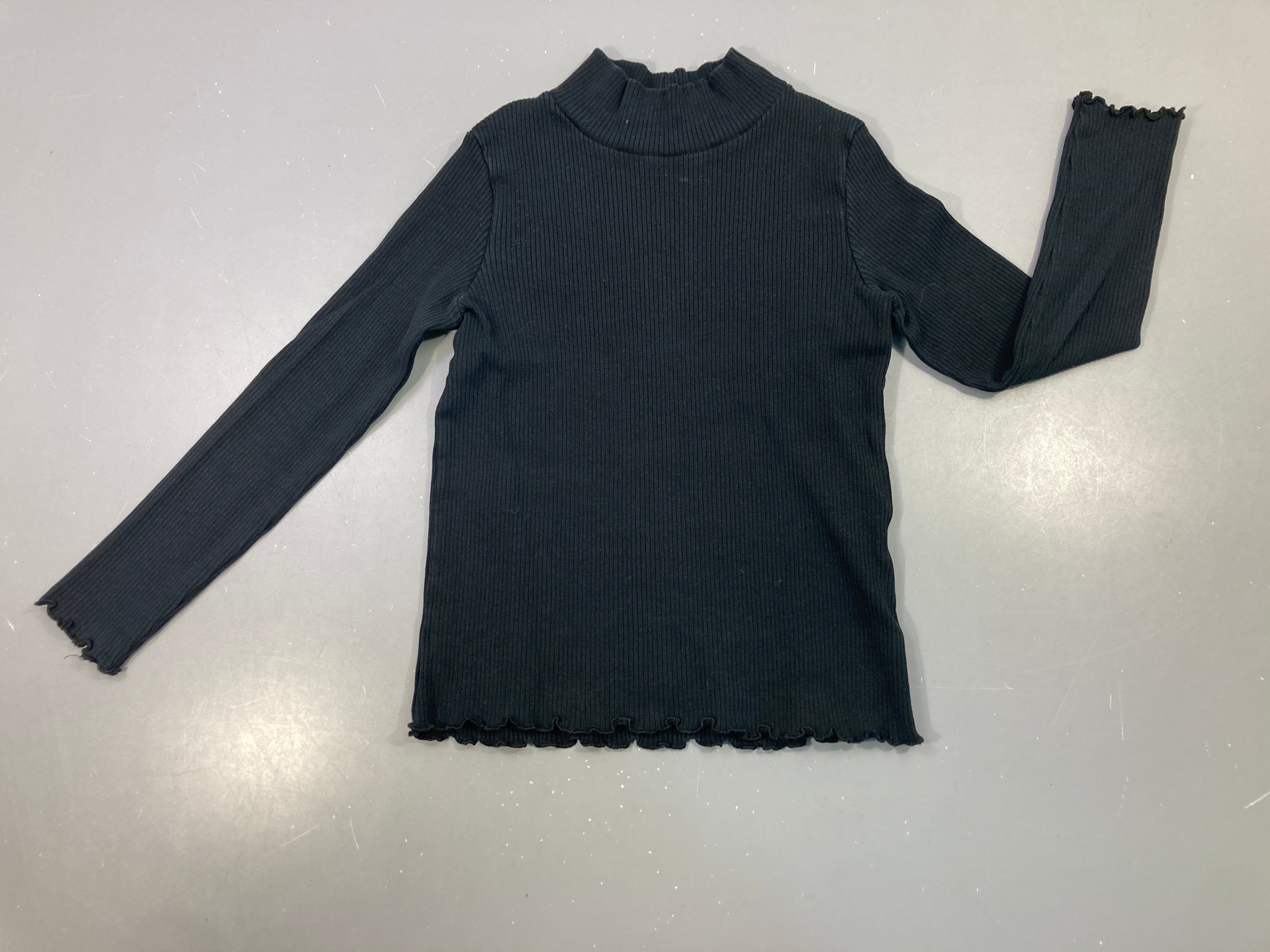 T-shirt m.l col montant noir côtelé