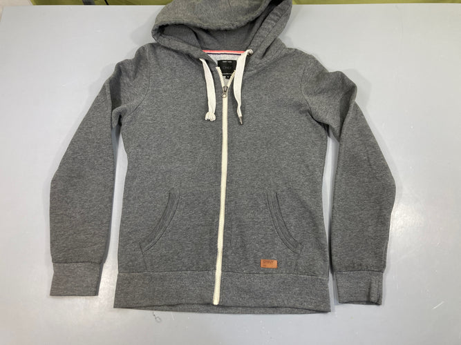 Sweat zippé à capuche gris foncé-bout de cordon métalique manquant, moins cher chez Petit Kiwi