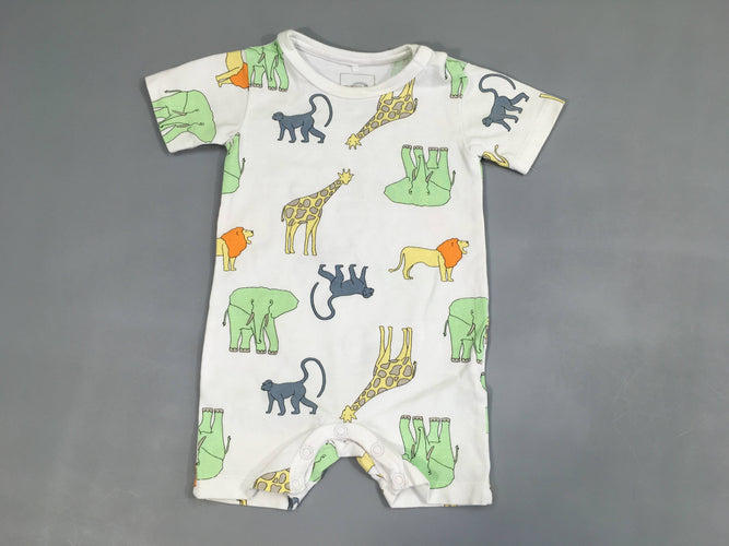Combishort m.c jersey blanc animaux, moins cher chez Petit Kiwi
