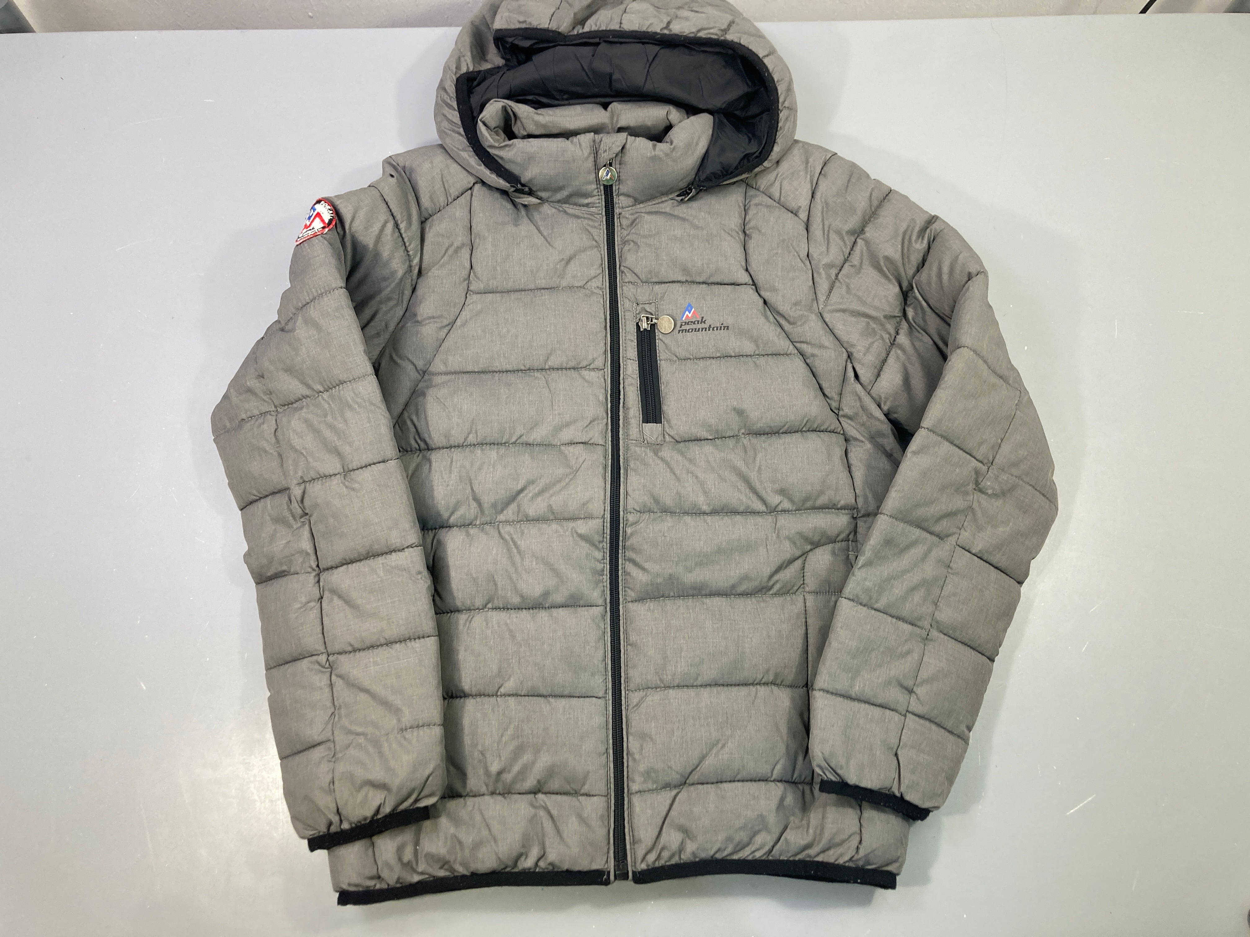 Veste matelassée grise chiné capuche, Peak Mountain