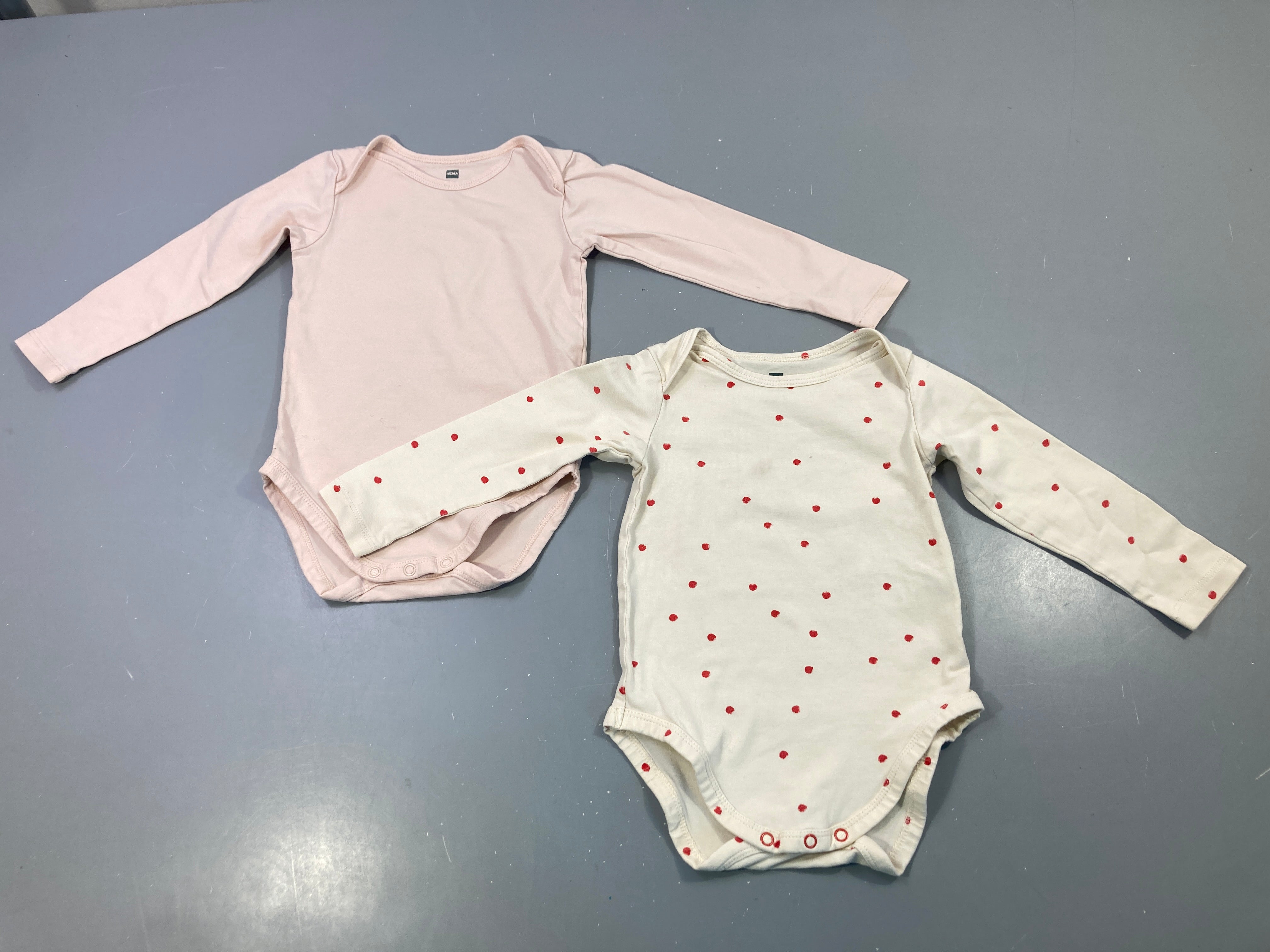 Body m.l rose et blanc à pois rouges, lot de 2