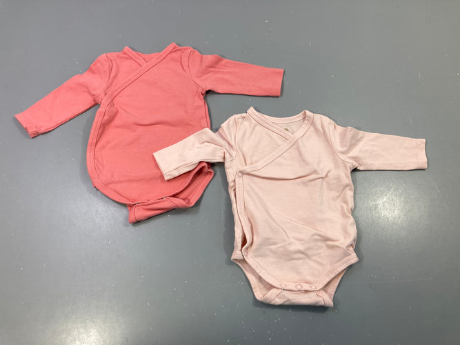 Body cache-cœur m.l corail et rose, lot de 2, moins cher chez Petit Kiwi
